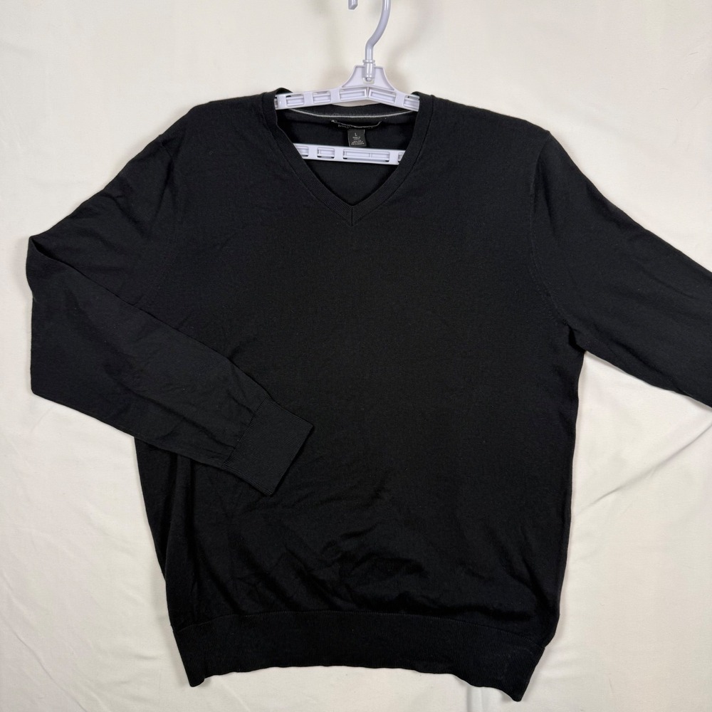 Banana Republic Luxury Blend Silk Cotton Cashmere V-Neck Sweater Black Mens L
